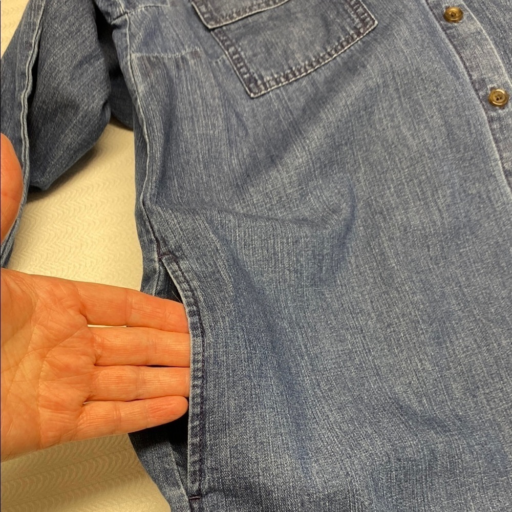 J. Crew Dress Shirt Dress Pockets Blue Denim Cottagecore Preppy Size 10 - Picture 10 of 10